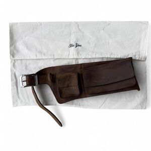 Parallel X Studio Brown Distressed Leather Belt Bag.